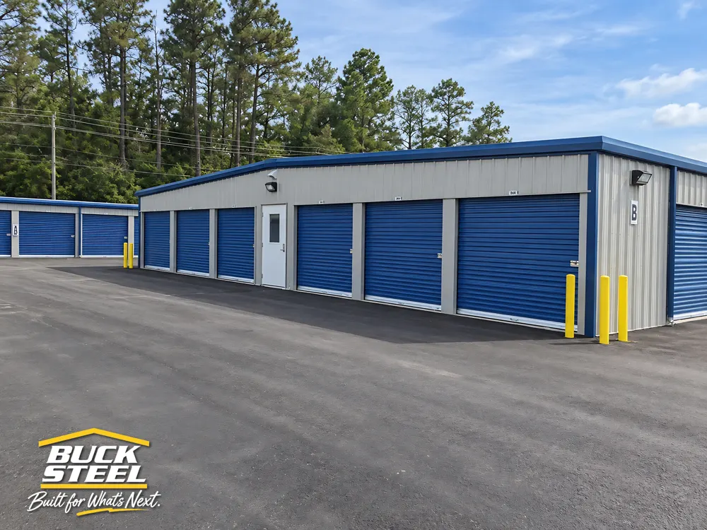 Buck Steel storage building with office entry