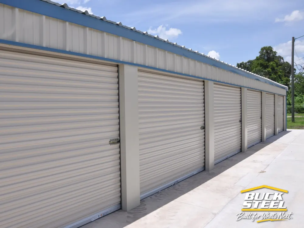 Buck Steel storage units with rollup doors